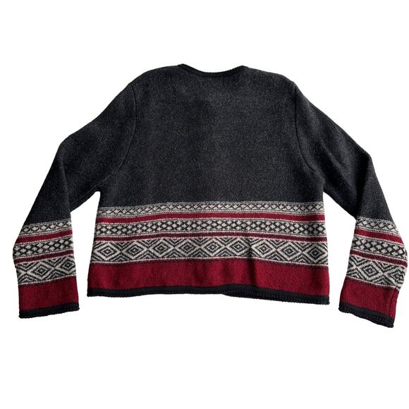 Tally Ho VTG 100% Boiled Wool Geometric Metal Button Gray Red Jacket Sweater XL - Picture 3 of 10